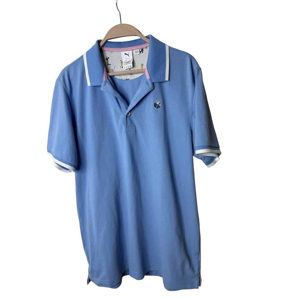 PUMA Golf x Arnold Palmer Men's Large Blue Umbrella Polo Shirt